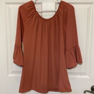 Burnt orange tunic with bell-sleeves